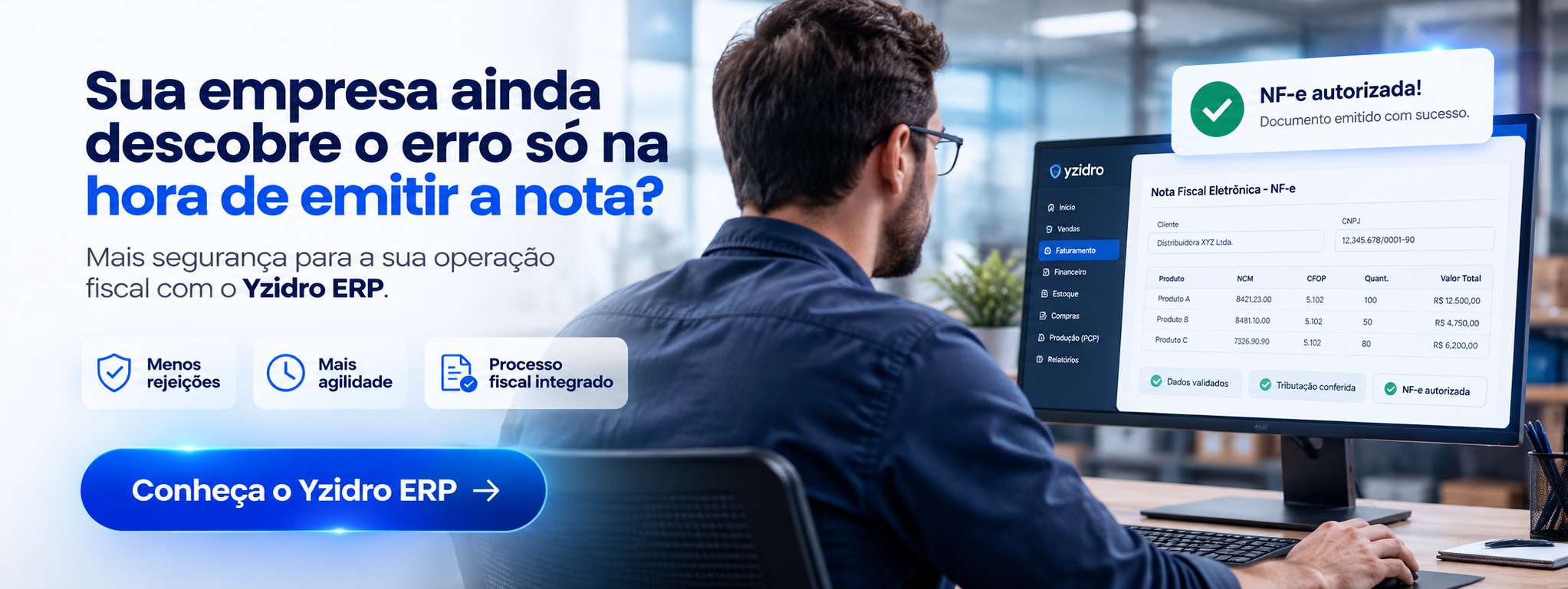 Yzidro ERP para emissão e gestão de notas fiscais